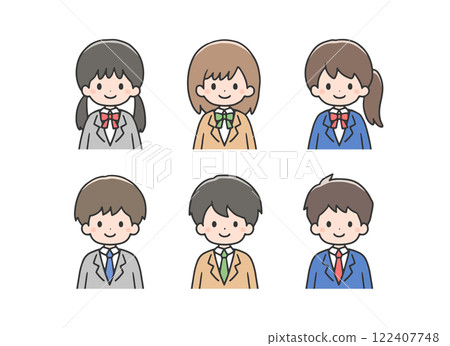 6 名學生穿著西裝外套的圖示集 6 名學生穿著西裝外套的圖示集 122407748