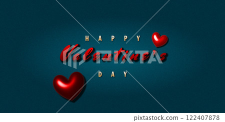 Heartwarming Valentine's Day Greeting With Red Hearts on a Blue Background Heartwarming Valentine's Day Greeting With Red Hearts on a Blue Background 122407878