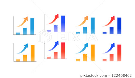 Rising gradient arrow and graph Rising gradient arrow and graph 122408462