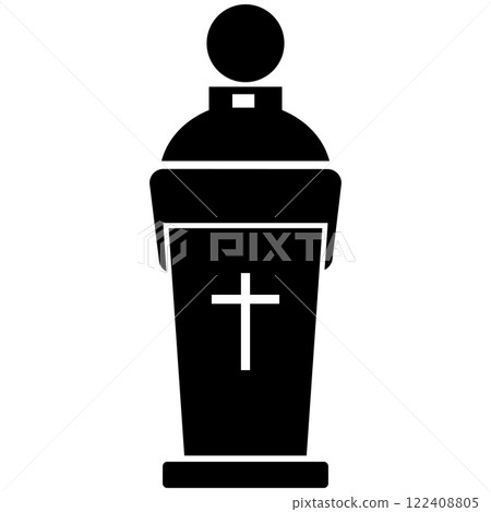 Cathedra icon. Priest sign. Sermon symbol. flat style. 122408805