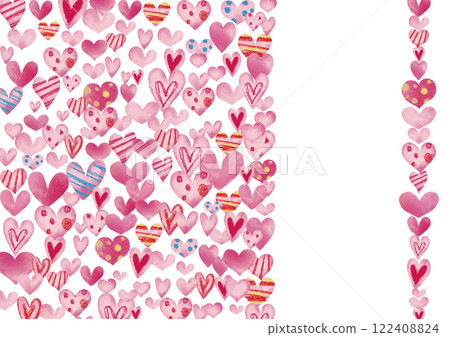Watercolor style pink hand-drawn heart frame 8 122408824