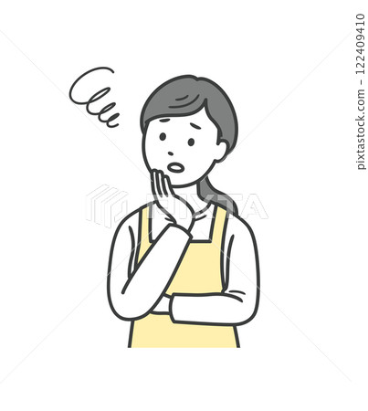 一個憂心忡忡的家庭主婦的上半身插圖 122409410