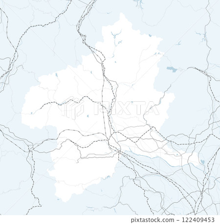 包括日本群馬縣和鄰近縣的簡單路線圖 122409453