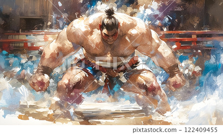 相撲選手變得興奮的插圖 相撲選手變得興奮的插圖 122409455
