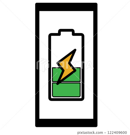 Charging symbol displayed on smartphone Charging symbol displayed on smartphone 122409600
