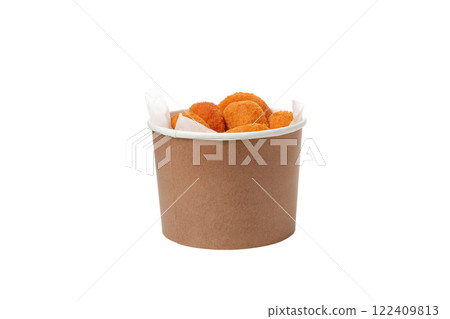 PNG,Fried mozzarella in a cardboard, isolated on white background PNG,Fried mozzarella in a cardboard, isolated on white background 122409813