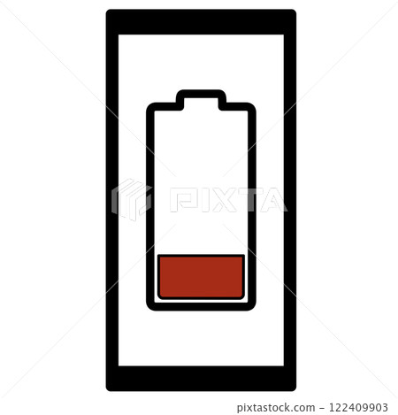 Illustration of remaining battery power displayed on a smartphone Illustration of remaining battery power displayed on a smartphone 122409903