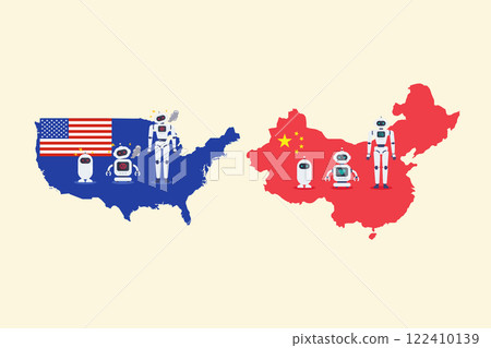 Artificial intelligence generative war against USA VS China. Intelligence Machine. 122410139