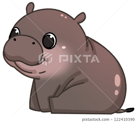 Cute Pygmy Hippo cartoon digital painting 122410390