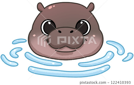 Cute Pygmy Hippo cartoon digital painting Cute Pygmy Hippo cartoon digital painting 122410393