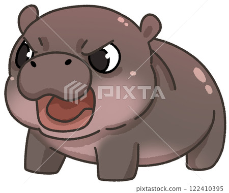 Cute Pygmy Hippo cartoon digital painting Cute Pygmy Hippo cartoon digital painting 122410395