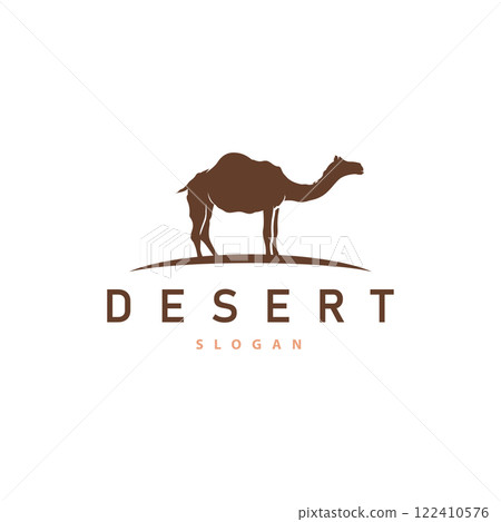 caravan design camel logo silhouette desert animal simple minimalist template icon symbol 122410576