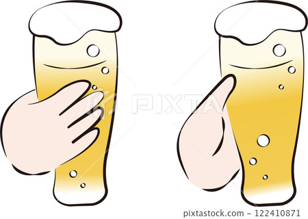 Summer beer draft beer hand-drawn alcohol glass hand person illustration material 122410871