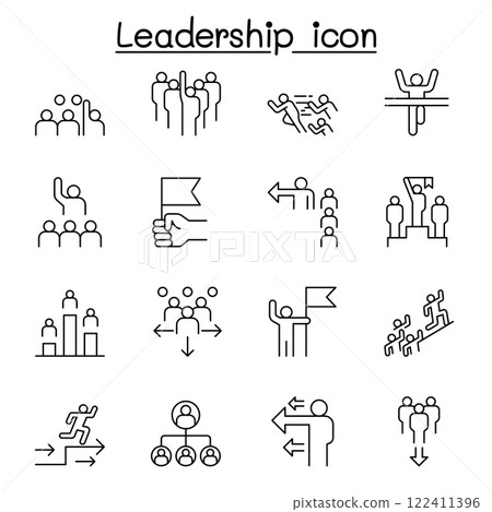 Leadership icon set in thin line style Leadership icon set in thin line style 122411396