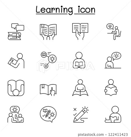Learning icon set in thin line style Learning icon set in thin line style 122411423