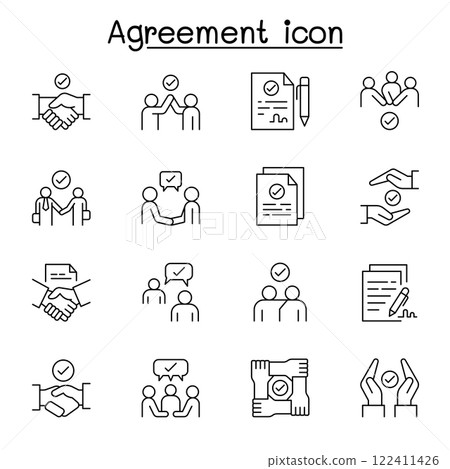 Agreement icon set in thin line style 122411426