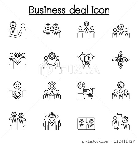 Business deal icon set in thin line style 122411427