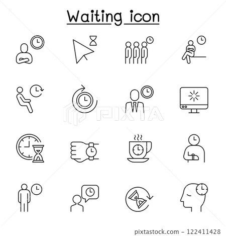 Waiting icon set in thin line style Waiting icon set in thin line style 122411428