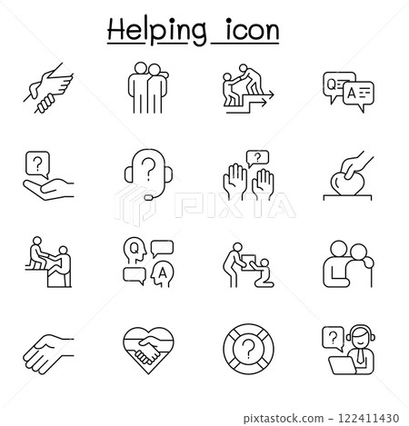 Helping icon set in thin line styleh Helping icon set in thin line styleh 122411430