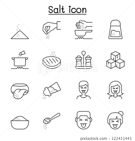 Salt icon set in thin line style 122411441