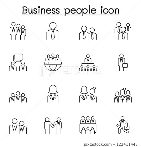 Business people icon set in thin line style Business people icon set in thin line style 122411445
