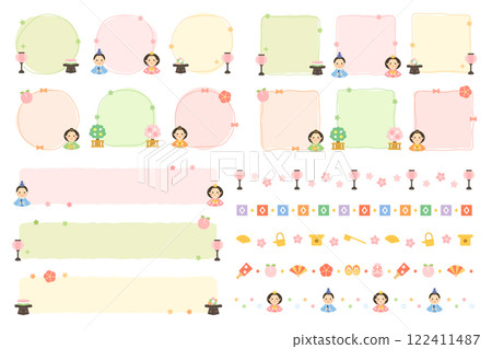 Hinamatsuri frame and line set illustration Hinamatsuri frame and line set illustration 122411487