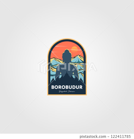 the magnificent borobudur temple logo vector wonderful indonesia illustration 122411785