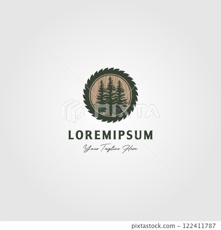 pine tree grinding logo vector vintage illustration design pine tree grinding logo vector vintage illustration design 122411787