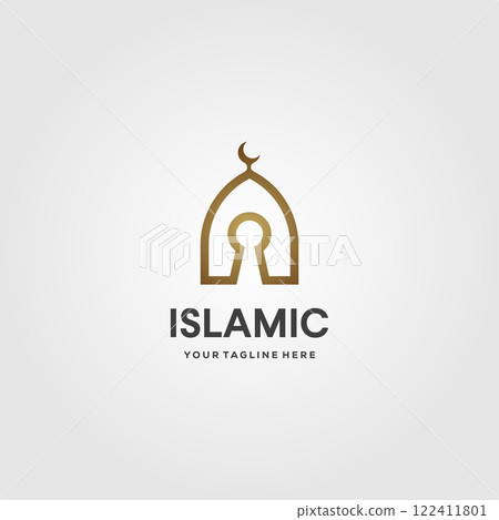 islamic dome logo key line art vector illustration design islamic dome logo key line art vector illustration design 122411801