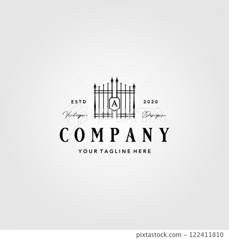 building gate fence logo vintage vector illustration design 122411810