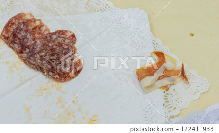 Table with leftover food 122411933