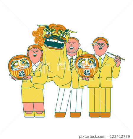 製作達摩眼的人和舞獅的人的插圖 122412779