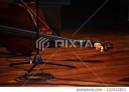 Double bass instrument on the stage Double bass instrument on the stage 122412811