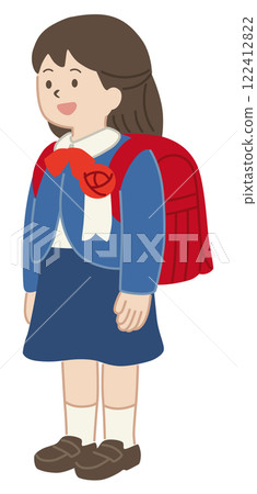 Vector illustration of a new first grade girl 122412822