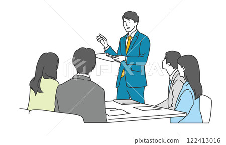 Simple illustration of businessmen having a meeting 122413016
