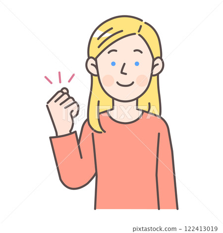 Caucasian woman doing a guts pose 122413019