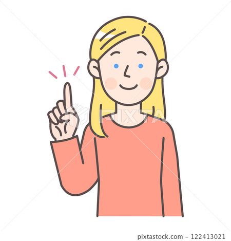 Caucasian woman pointing 122413021