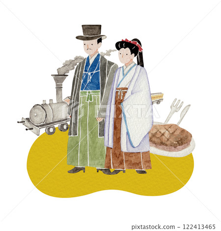 明治時期日本歷史水彩插圖 明治時期日本歷史水彩插圖 122413465