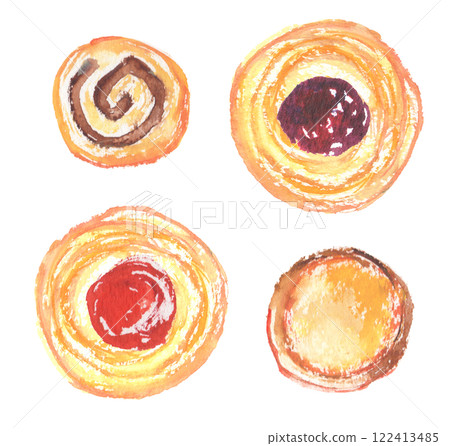 各種餅乾的水彩插圖 各種餅乾的水彩插圖 122413485