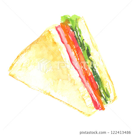 Watercolor illustration of a sandwich: ham and cheese 122413486