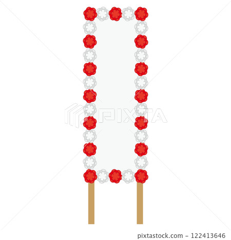 紅色和白色花朵裝飾的招牌框架 122413646