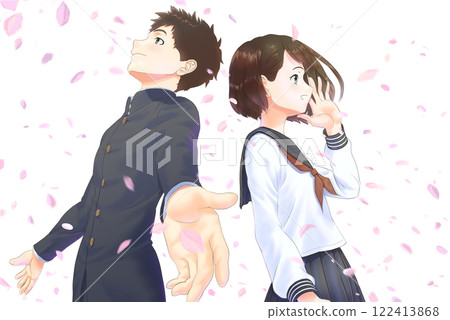 Profile of a student_① Plan A_Character male and female, cherry blossom petals 122413868
