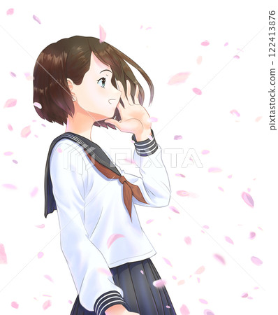 Profile of a student_① Plan A_Character girl, cherry blossom petals 122413876