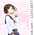 Profile of a student_① Plan A_Girl, cherry blossoms, background all included 122413877
