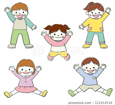 Hand-drawn cute and lively children's illustration set Hand-drawn cute and lively children's illustration set 122414516