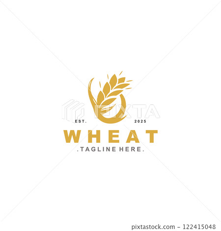 Wheat logo concept, agriculture nature wheat grain logo template Wheat logo concept, agriculture nature wheat grain logo template 122415048