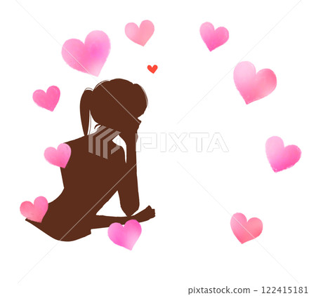 Woman in love silhouette heart Woman in love silhouette heart 122415181