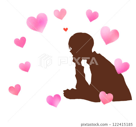 Man in love silhouette heart Man in love silhouette heart 122415185