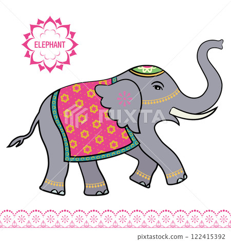 Pop Indian elephant illustration A Pop Indian elephant illustration A 122415392