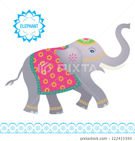 Pop Indian elephant illustration B 122415393